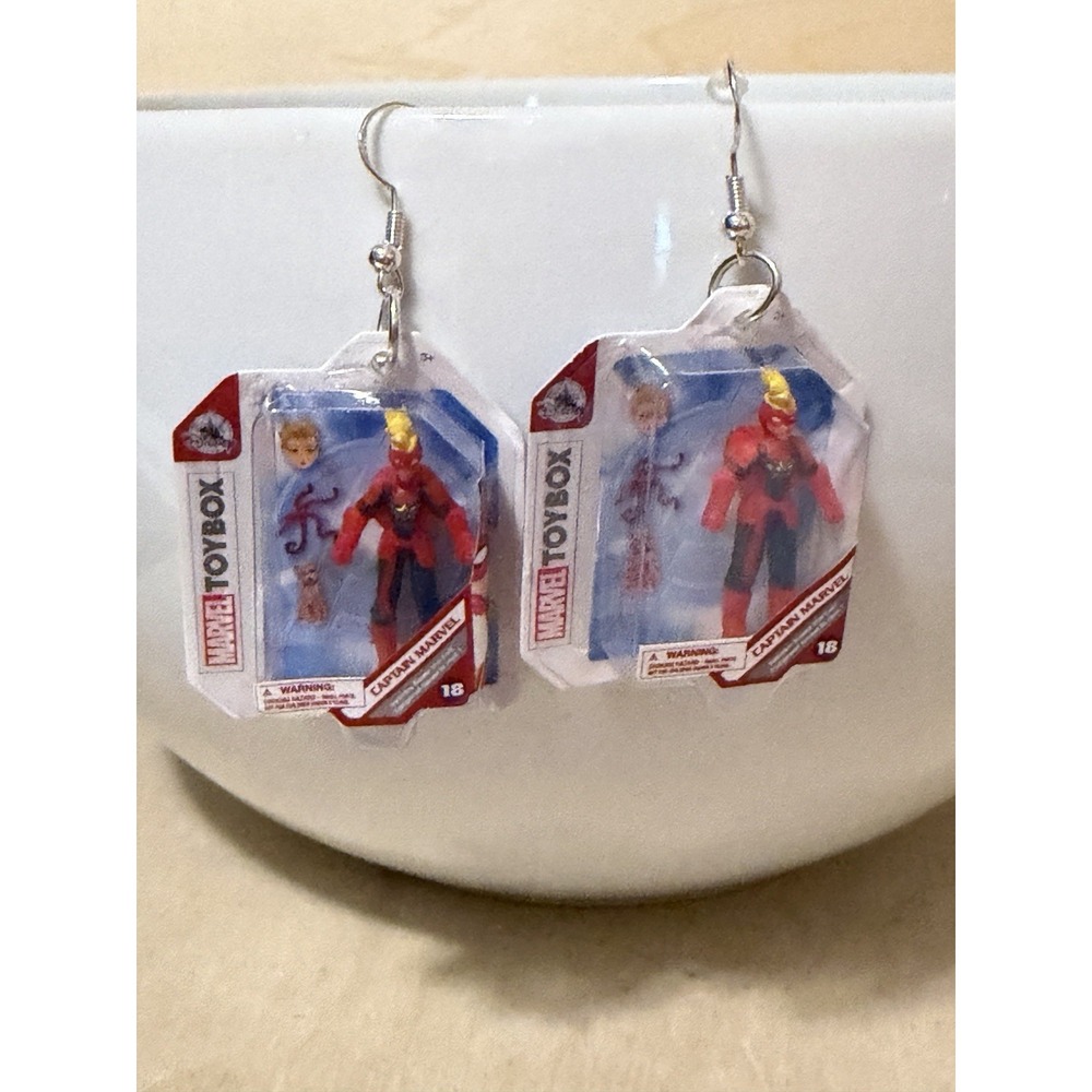 Captain Marvel Minibrands Upcycled Earrings